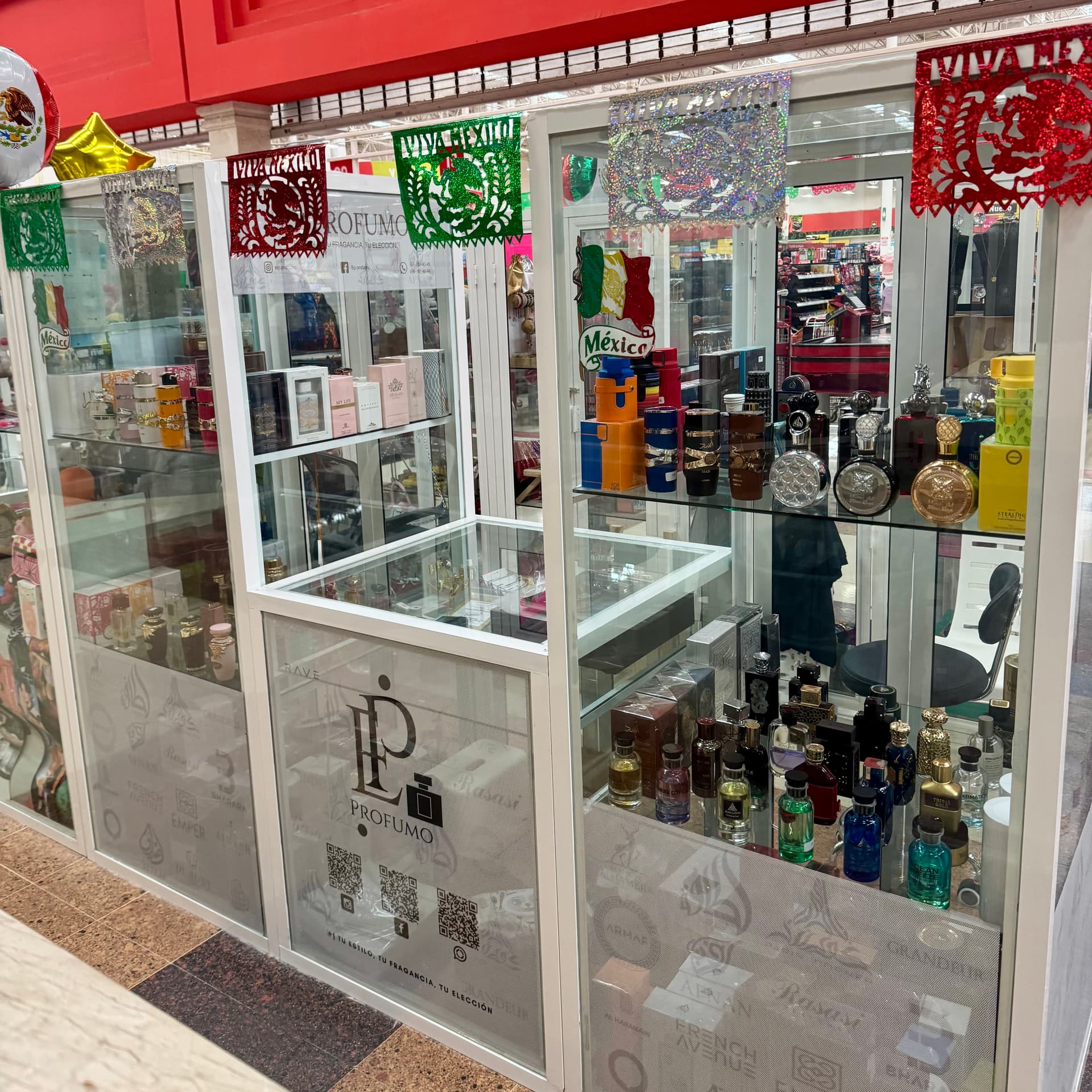 Modern perfume kiosk in a luxury mall